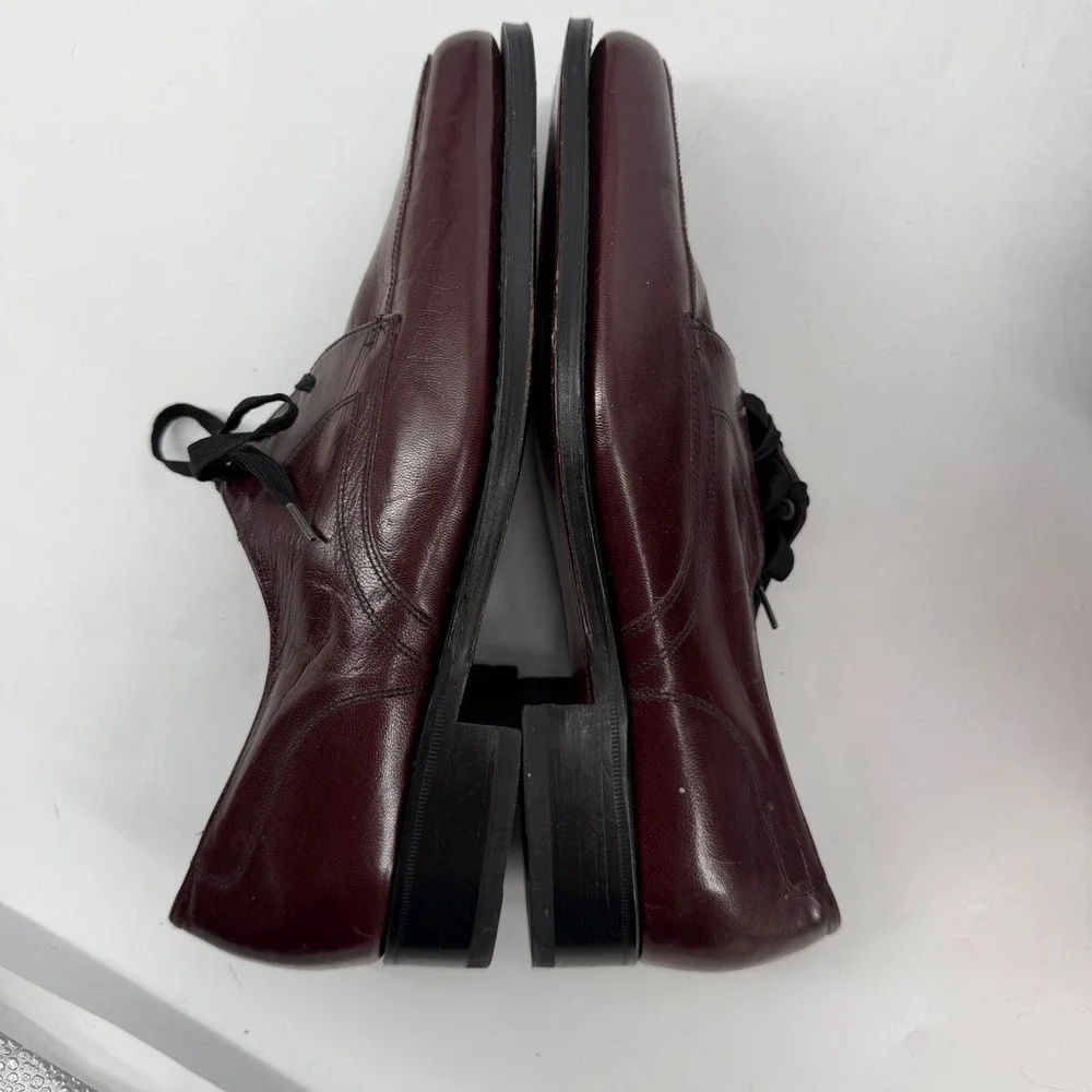 Florsheim Mens Burgundy Leather Apron Toe Derby Shoes‎ 8 D Made in India